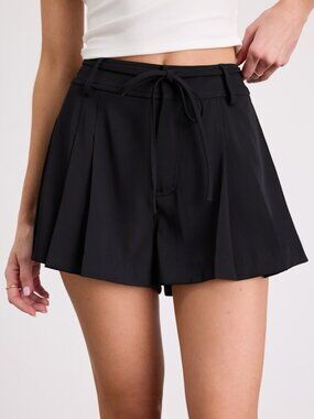 Lulus Matera Black Twill Mid-rise A-line Shorts - Size S